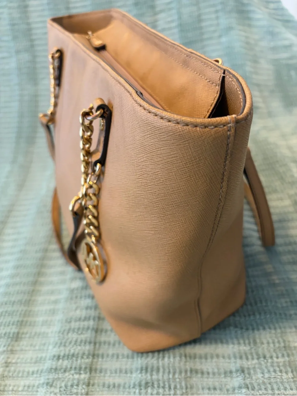 Michael Kors Tan Leather Chain-Accent Tote